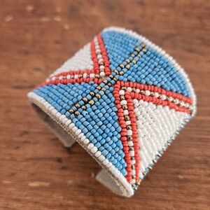 Sam Dupont Devi Cuff Beaded Cuff Bracelet with Geometric Flag-inspired Design